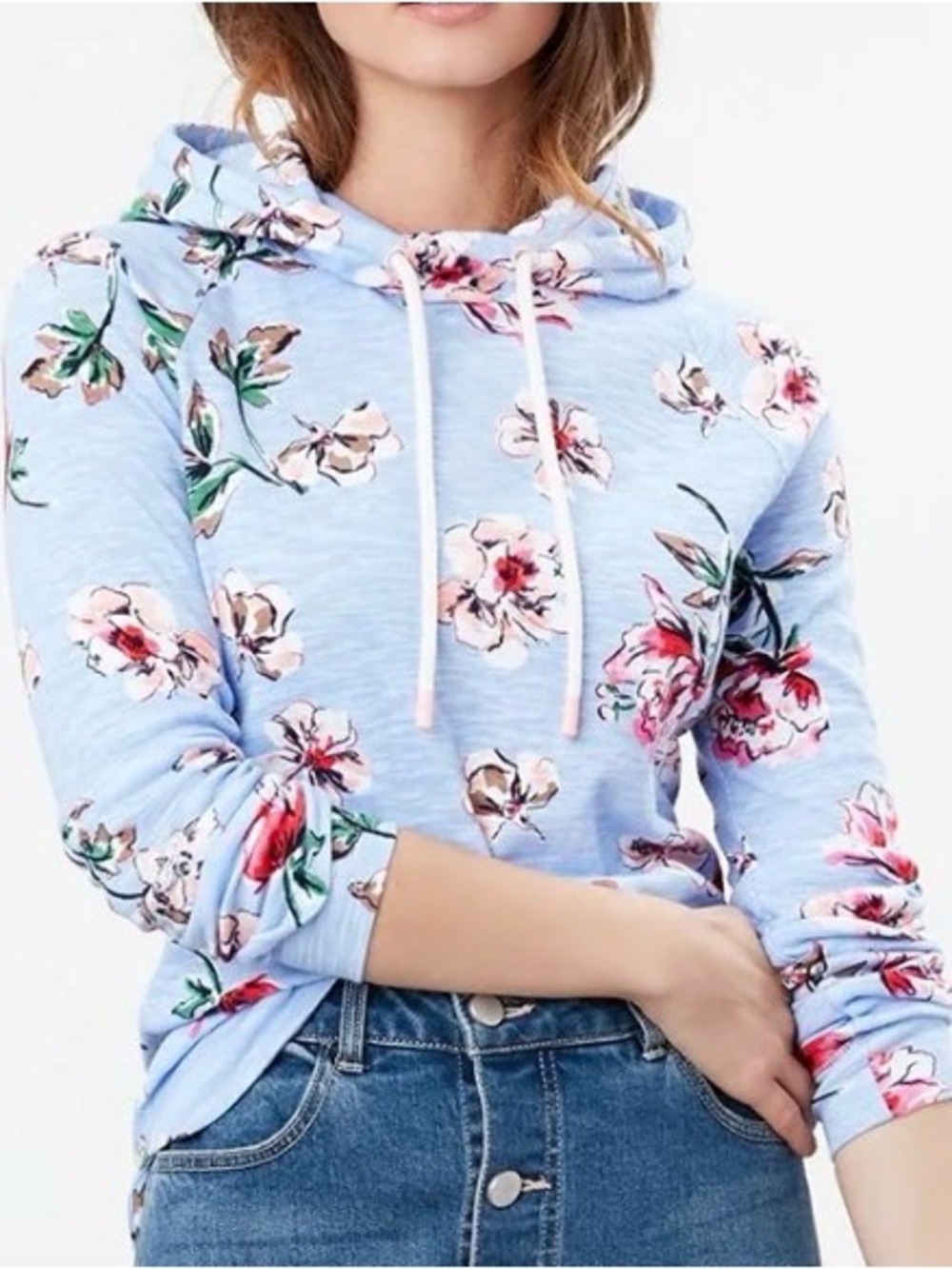 JOULES Marlston Print Hoody Blue Floral Size 14 NWT